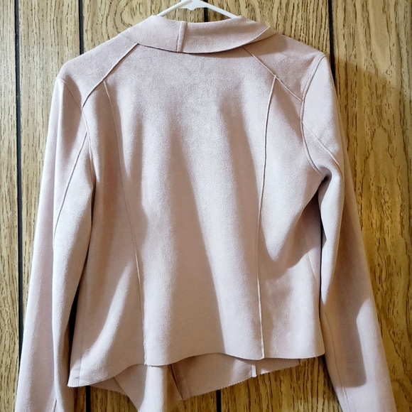 BLANKNYC Faux Suede Drape Front Jacket Pink Small - Picture 3 of 12